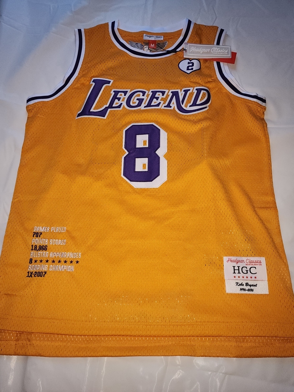 Nostalgia MEN'S LEGEND MAMBA KOBE BRYANT #8 BASKETBALL JERSEY YELLOW SIZE MEDIUM